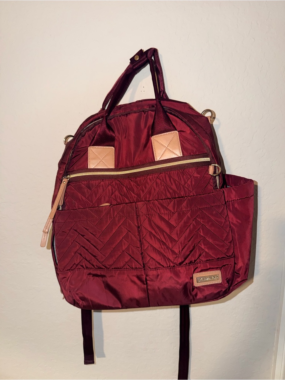 Skip Hop Quilted Diaper Bag Backpack Burgundy Travel Baby